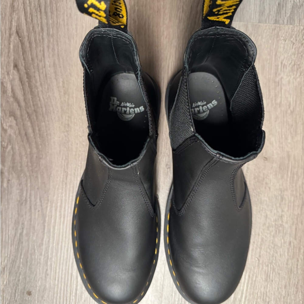 Dr. Martens Black Chelsea Boots with Yellow Stitching
